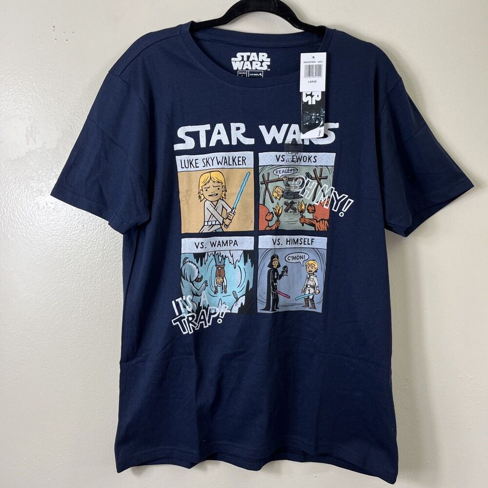 Star Wars Comic Graphic T-Shirt, Navy, Size L NWT